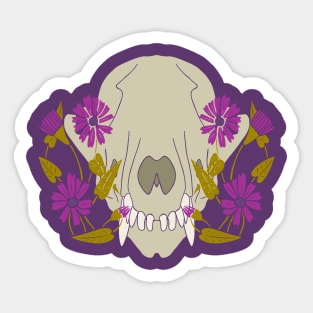 Fox Skull With Flowers Sticker